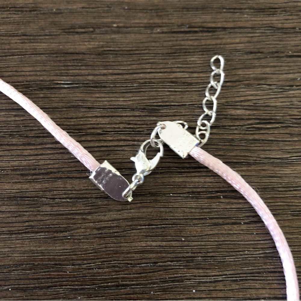 Rhinestone heart on silk cord necklace - Picture 3 of 3